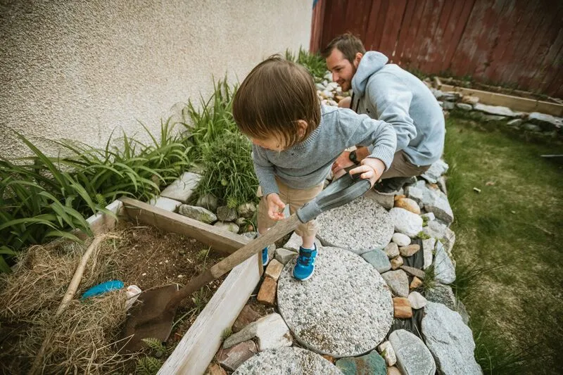 Boy Digging in Soil - Trail
