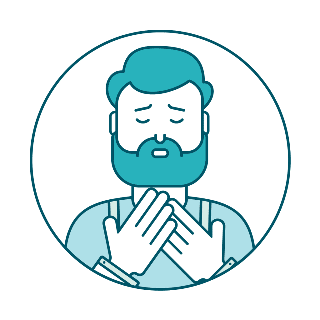 SO2 Effects Man with contricted breathing