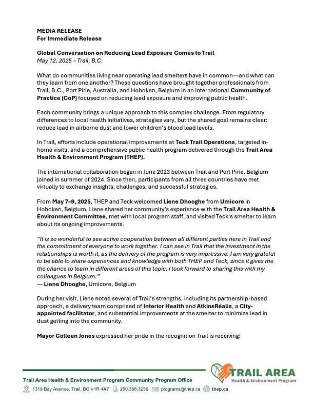 Media Release - THEP May 7-9 International Vist -Umicore-thumbnail