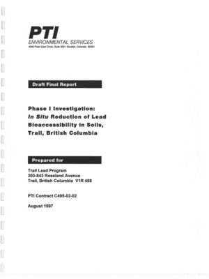Phase 1 Investigation: In Situ Reduction of Lead Bioaccessibility in Soils (1997)