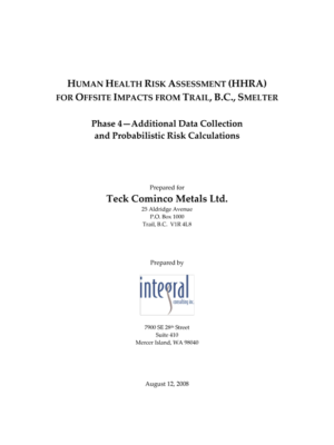 HHRA Phase 4: Additional Data Collection and Probabilistic Risk Calculations (2008)
