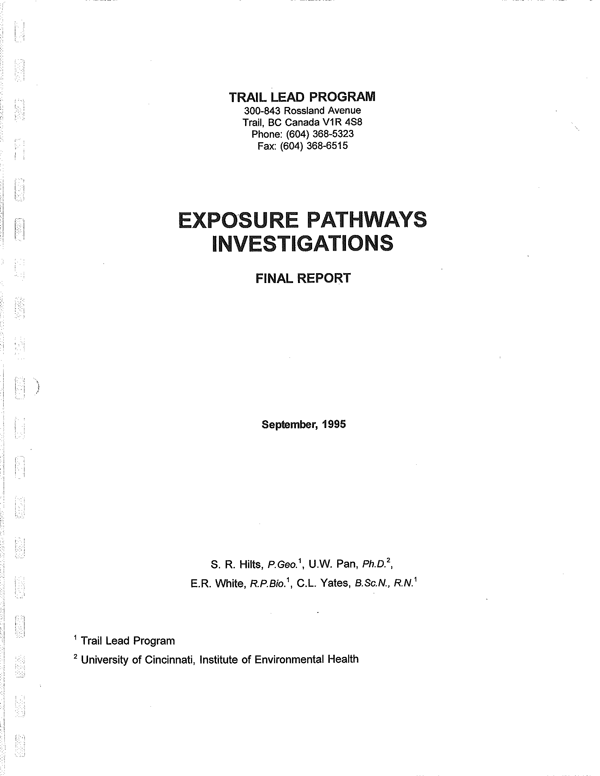 Exposure Pathways Investigations (1995)