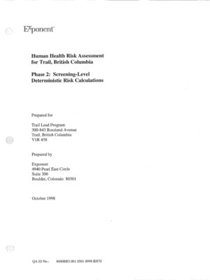 HHRA: Phase 2: Screening-level deterministic risk calculations (1998)