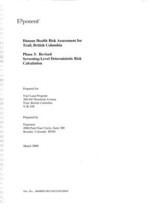 HHRA Phase 3: Screening-Level Deterministic Risk Calculations, Revised (2000)