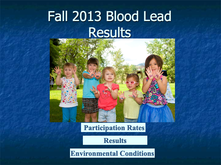 Fall 2013 Blood Lead Results