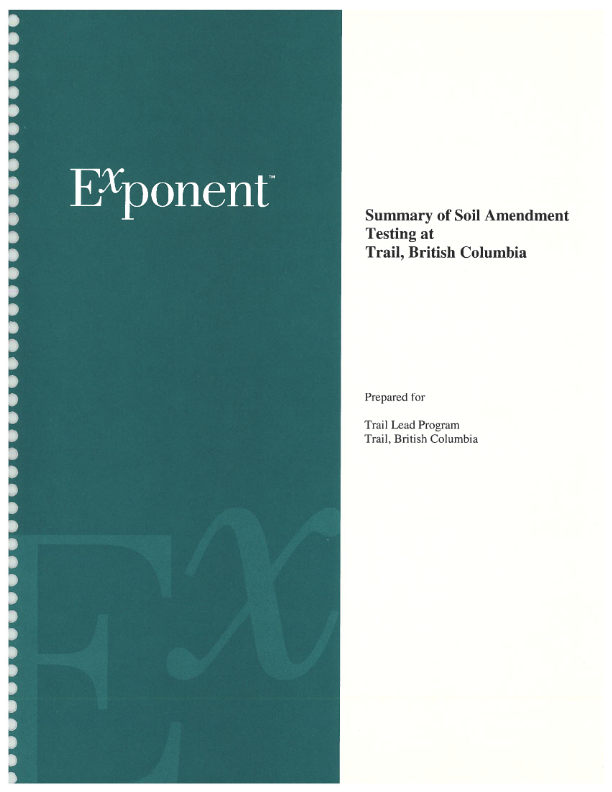 Summary of Soil Amendment Testing at Trail, BC (2000)