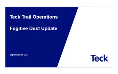 Teck Trail Operations Fugitive Dust Project Update 2021